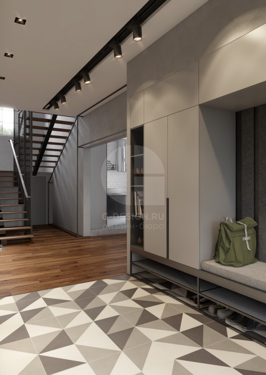 Прихожая в частном доме в современном стиле