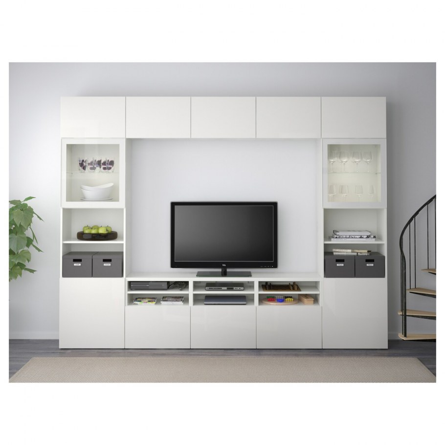 БЕСТО шкаф для ТВ, комбин/стеклян дверцы