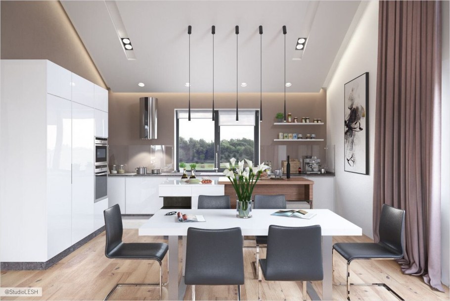 Интерьер столовой гостиной