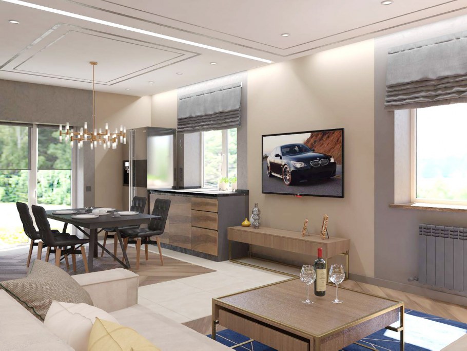 Кухня-гостиная в современном стиле