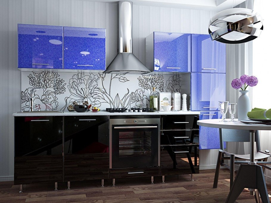 Черно синяя кухня