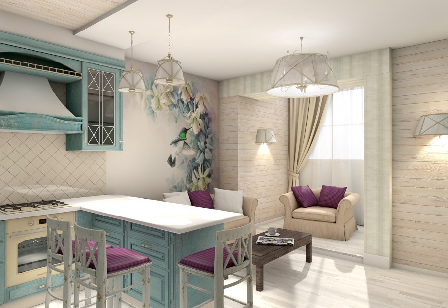 Кухня гостиная во французском стиле