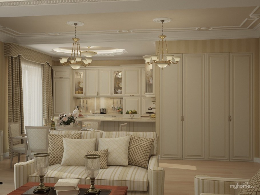 Гостинная 10 кв м в стиле Прованс