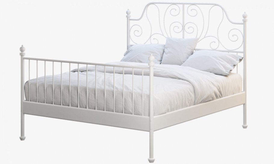 Икеа белая кровать с завитками