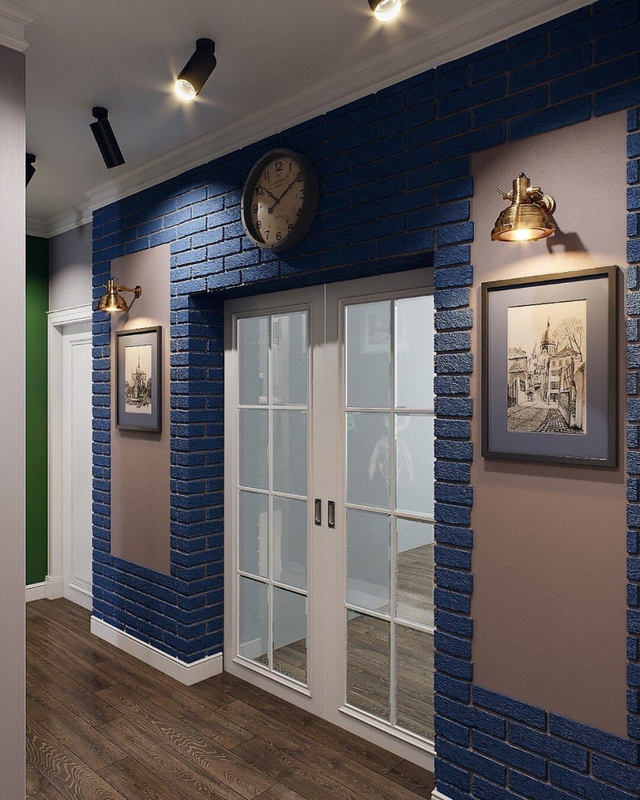 Синяя прихожая в скандинавском стиле