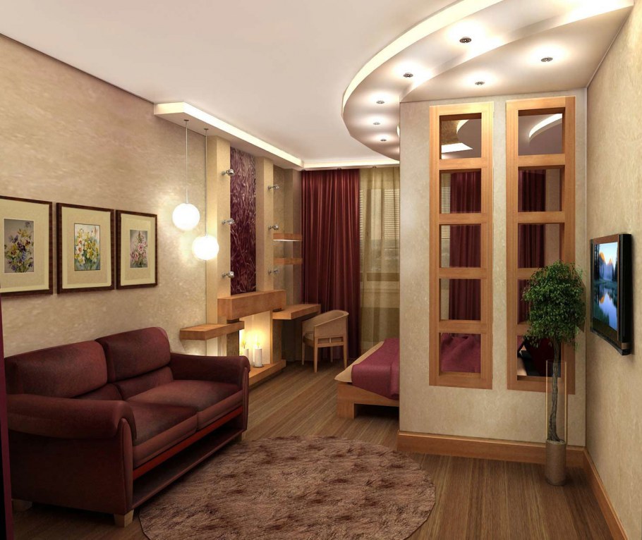 Дизайнерское решение для однокомнатной квартиры