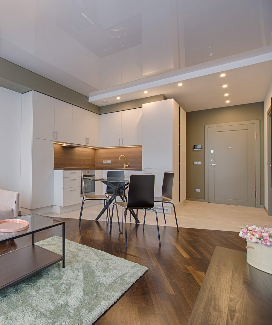 Подвесные потолки в квартире студии