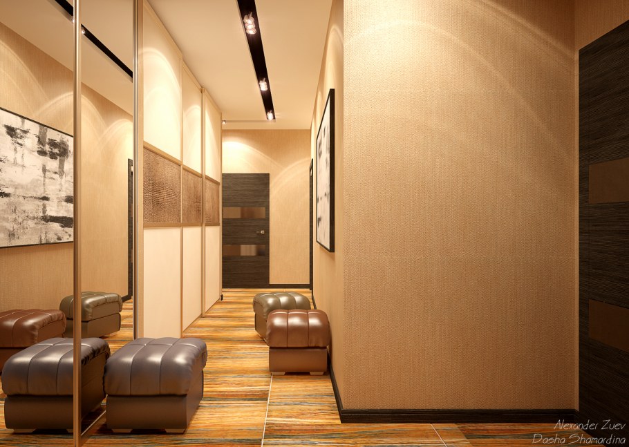 Бежевая штукатурка в коридоре