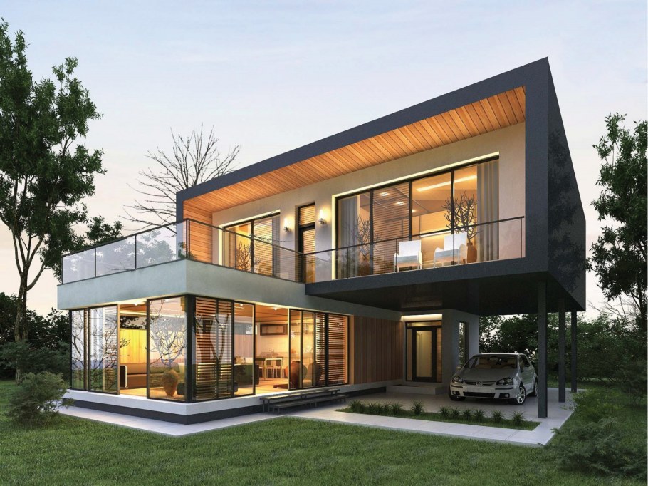 Домик с панорамными окнами