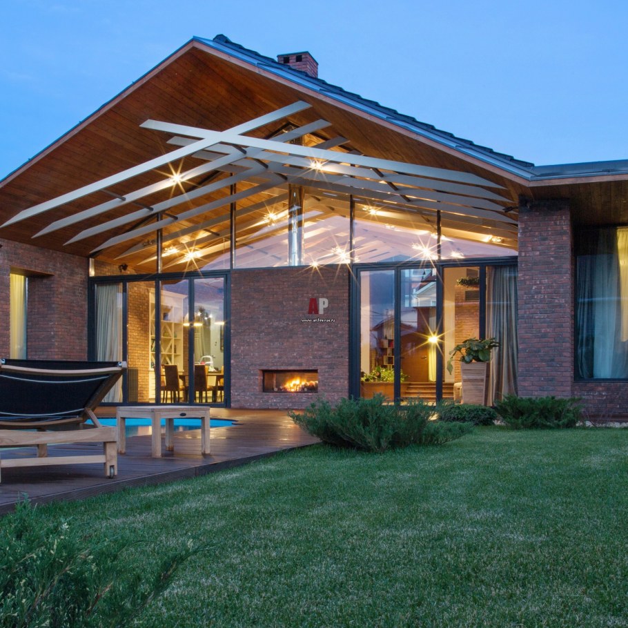 Одноэтажный дом с внутренним двориком