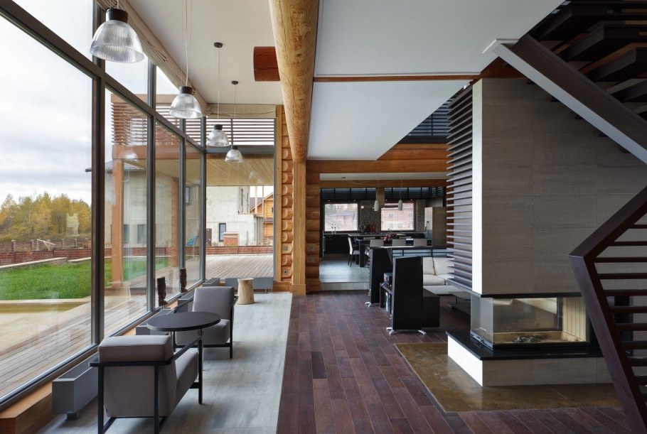 Панорамное окно лофт в доме