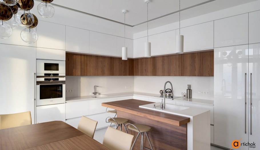 Интерьер кухни Минимализм светлые