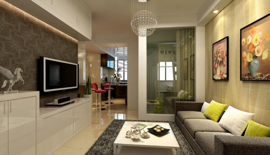 Маленькая стильная гостиная в современном стиле