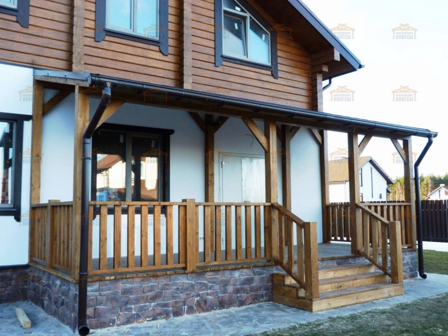 Веранда угловая к дому из дерева