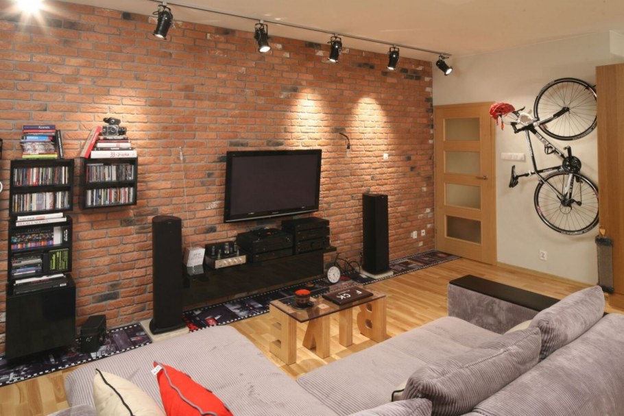 Гостиная комната в стиле лофт