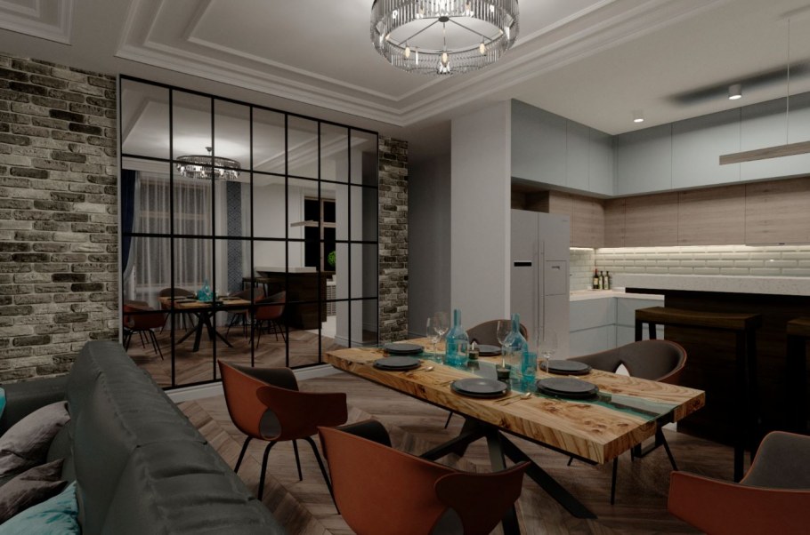 Квартира лофт и классика