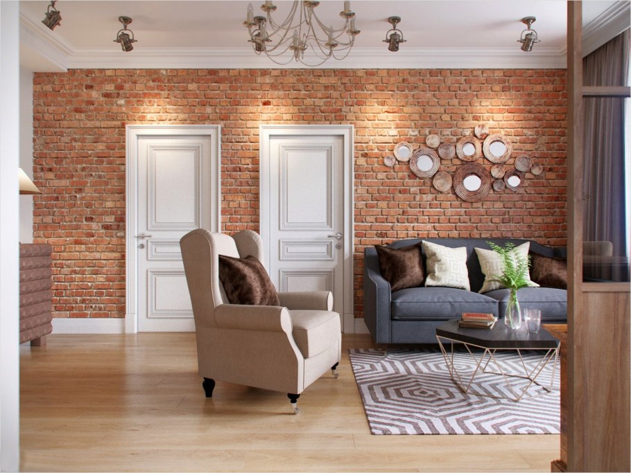 Кирпич в классическом интерьере