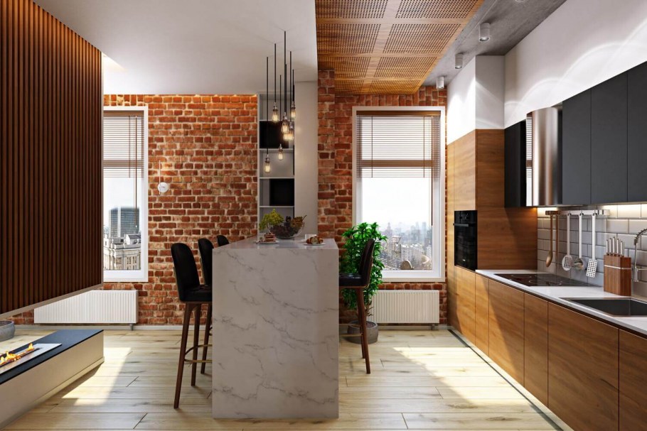 Проекты кухонь дизайнеров в стиле лофт