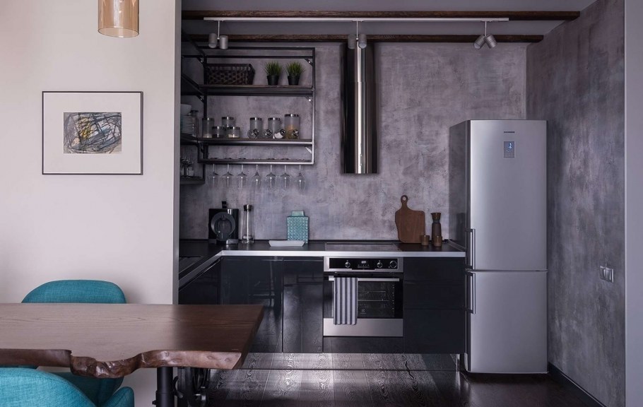 Кухня в студии в нише