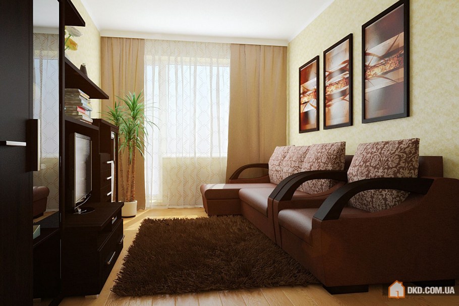 Маленькие гостиные с темной мебелью