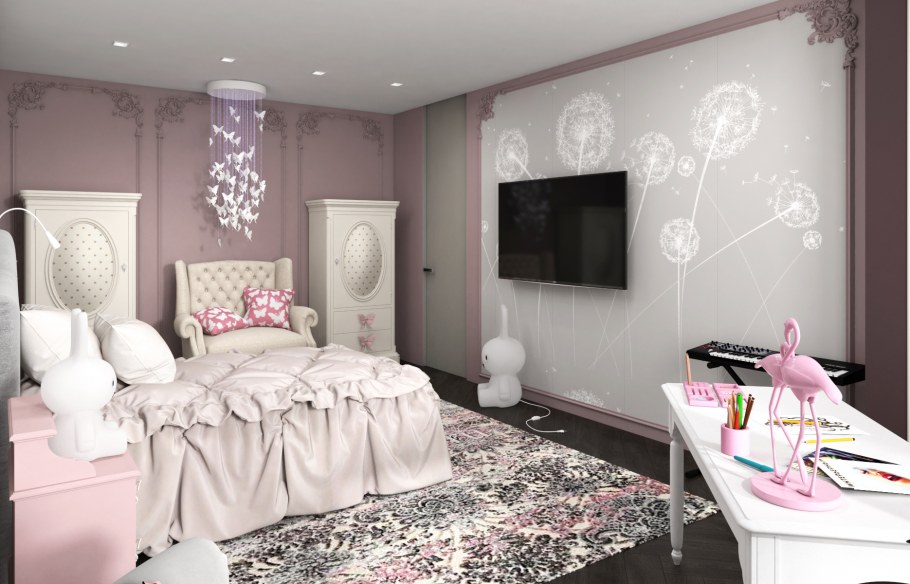 Сочетание обоев в детской