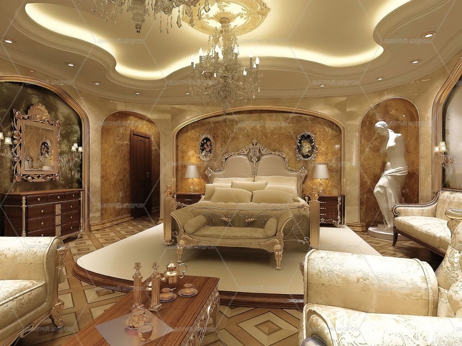 Дорогие классические потолки в комнатах