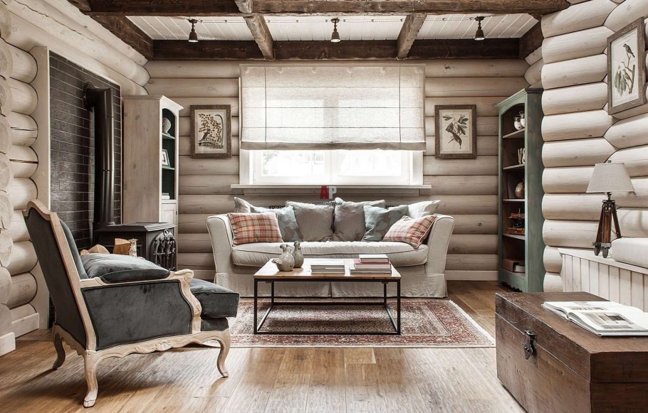 Брашированный блок Хаус в интерьере