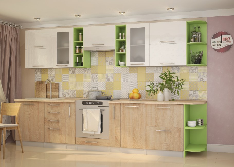 София микс кухня 2.0м белый/дуб сонома/лайм