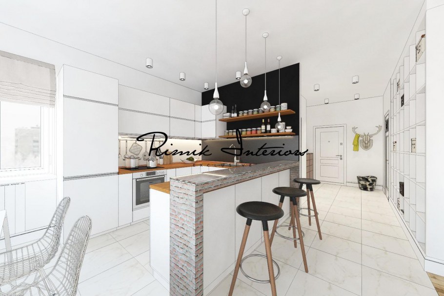 Кухня столовая в скандинавском стиле