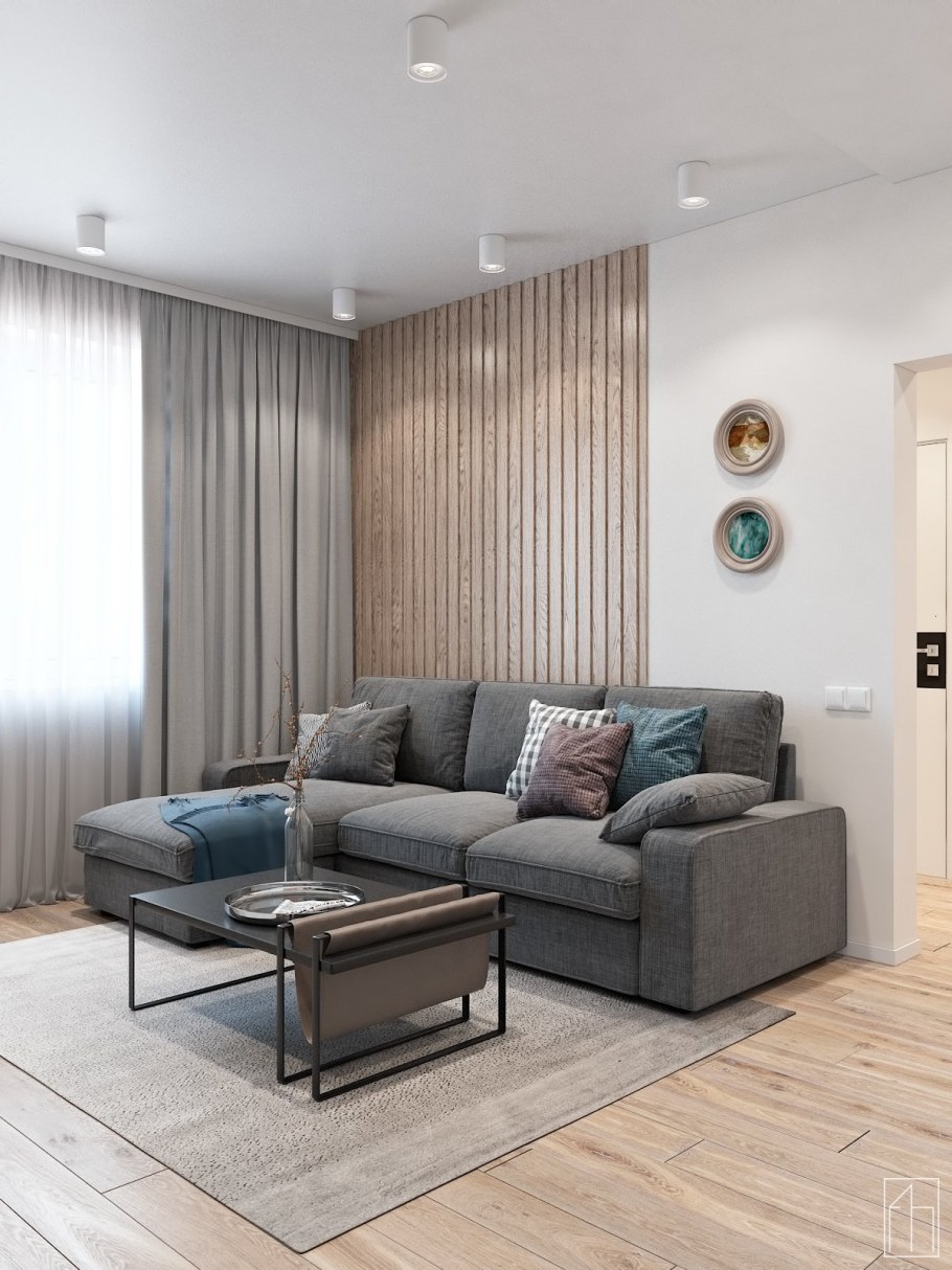 Серый диван в интерьере квартиры