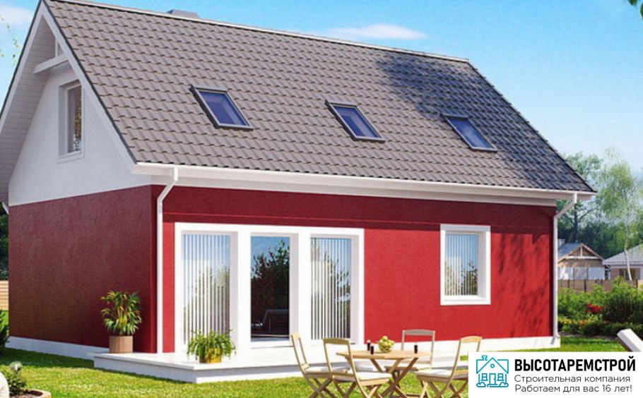 Маленький дачный домик с красной крышей