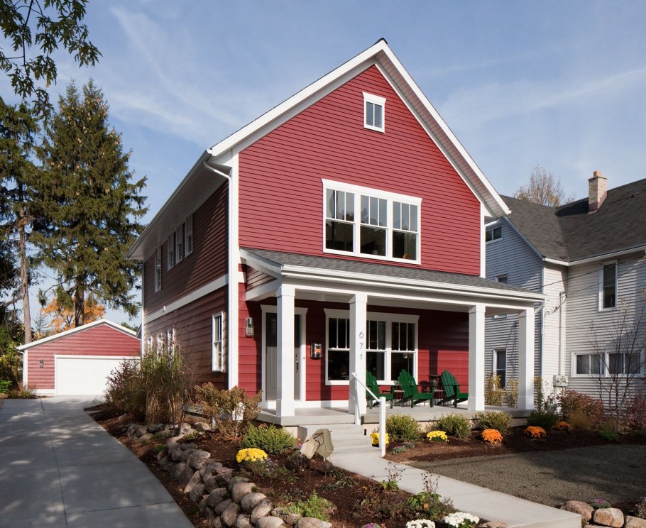 Скандинавский каркасный красный дом