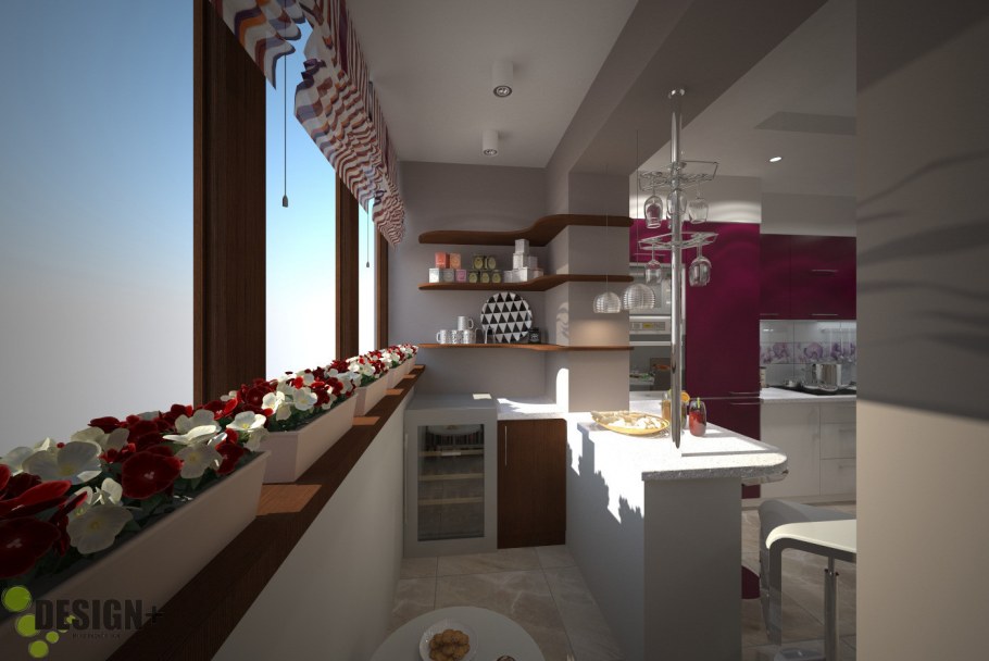 Кухня с лоджией лофт