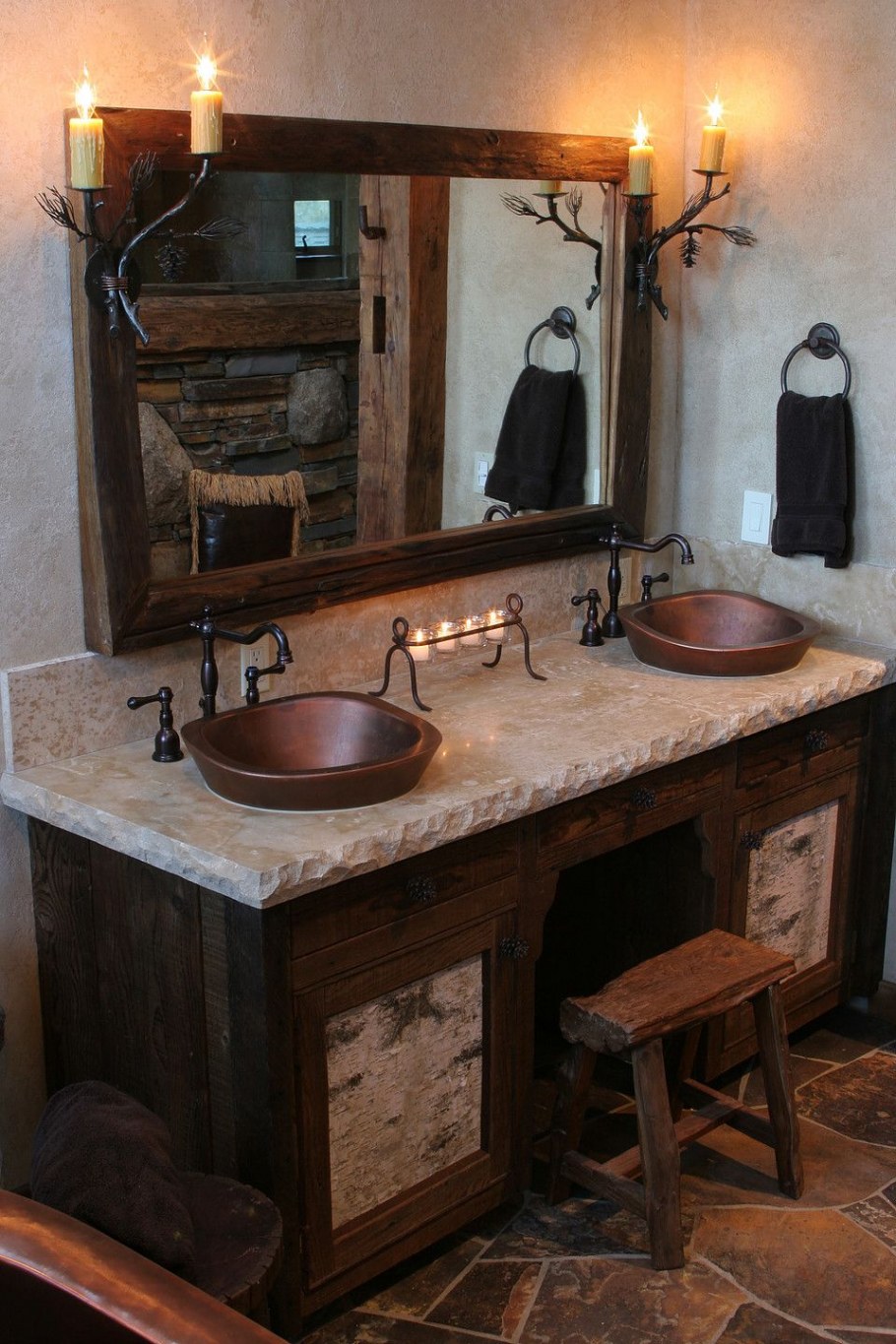 Интерьер ванной комнаты под старину