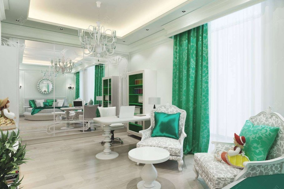 Гостиная в бирюзовых тонах