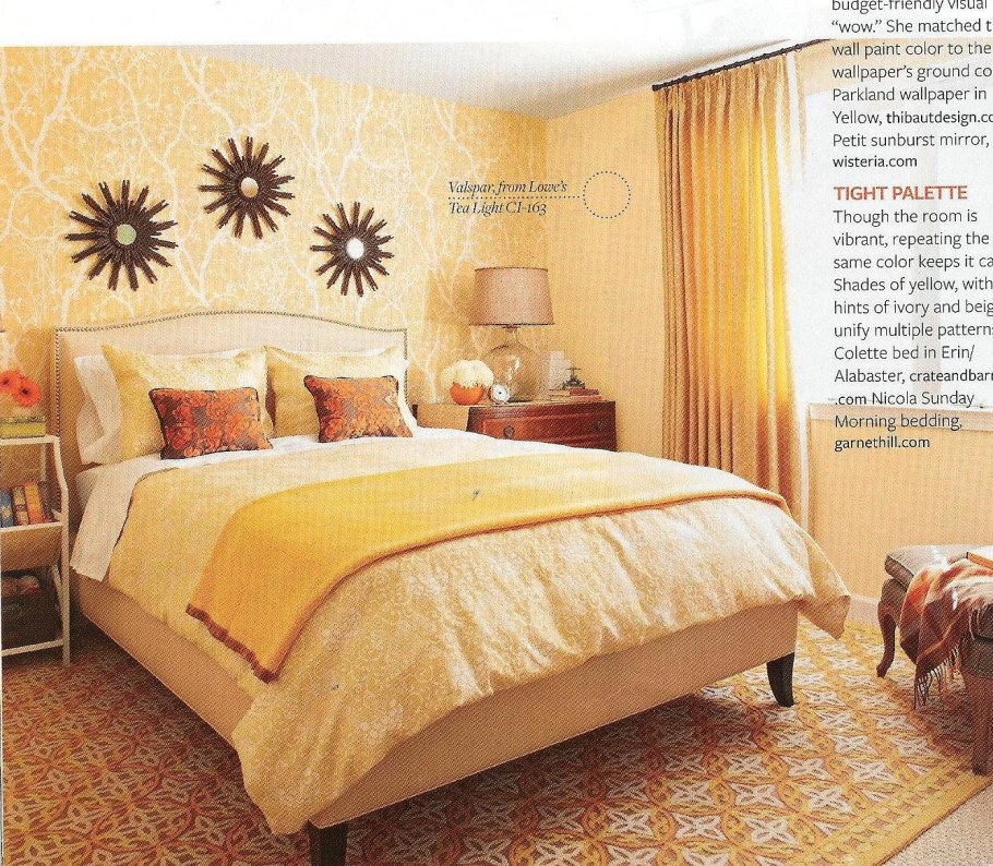 Желтые стены в интерьере гостиной