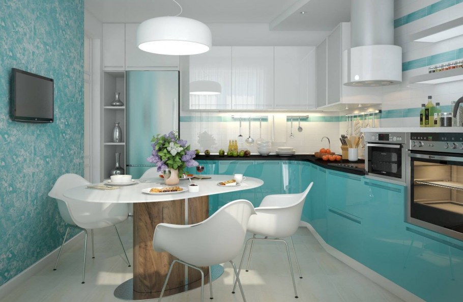 Кухня в бирюзовых тонах