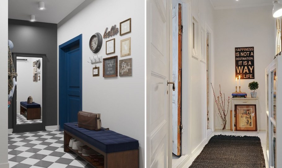 Узкая прихожая в стиле лофт