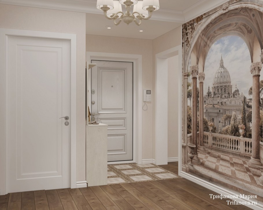 Декоративный кирпич в прихожей