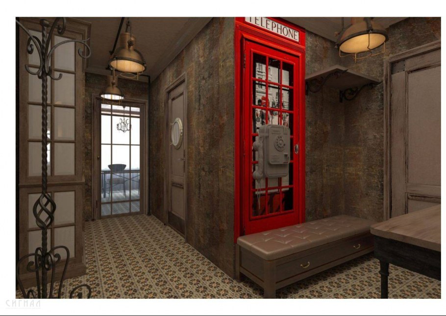 Прихожая в стиле лофт с классикой