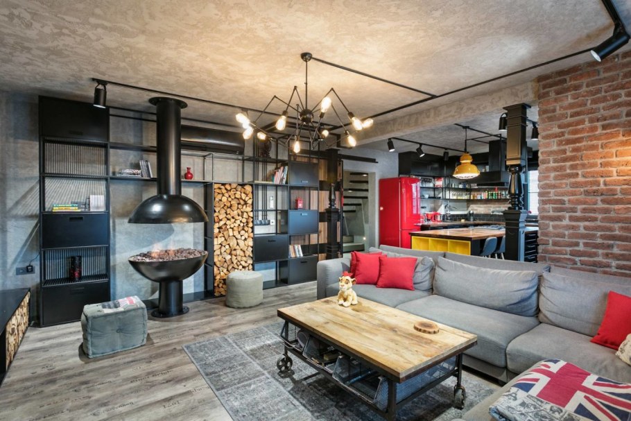 Гостиная в Индустриальном стиле