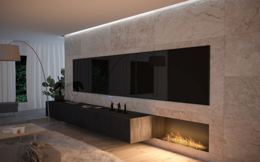 Биокамин встроенный в тумбу