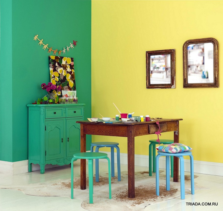 Зеленые стены в детской