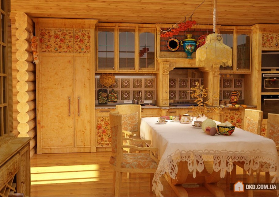 Интерьер кухни в стиле русский Терем
