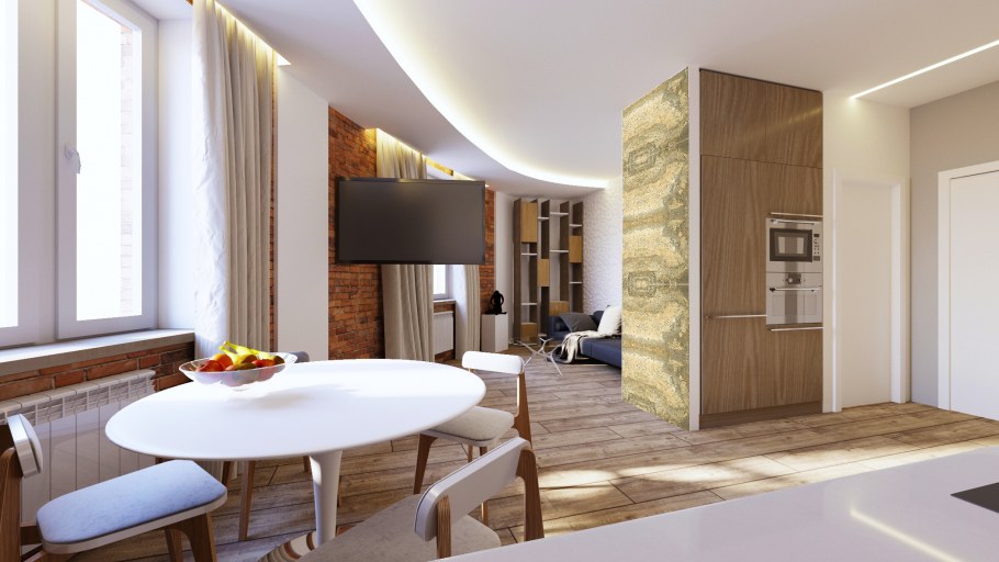 Гостиная с камнем