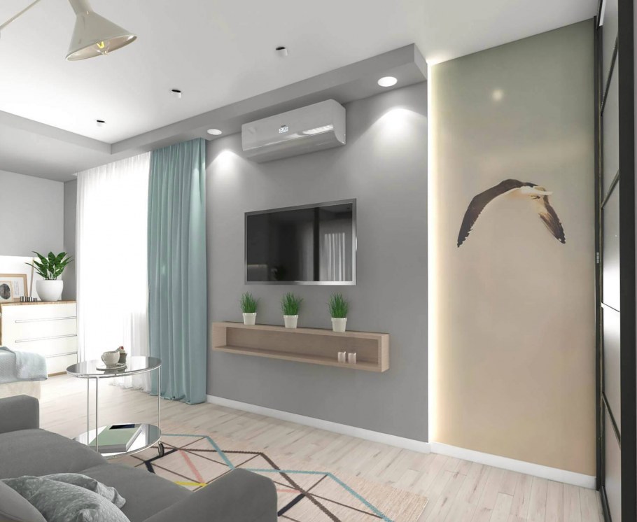 Визуализация интерьера однокомнатной квартиры