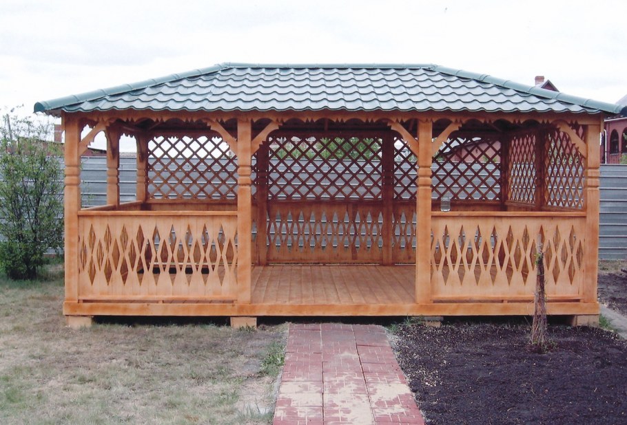 Прямоугольные беседки для дачи из дерева