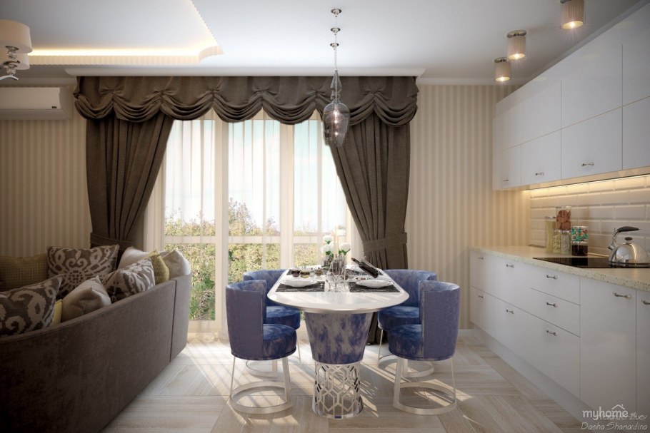 Шторы на кухню в стиле Неоклассика