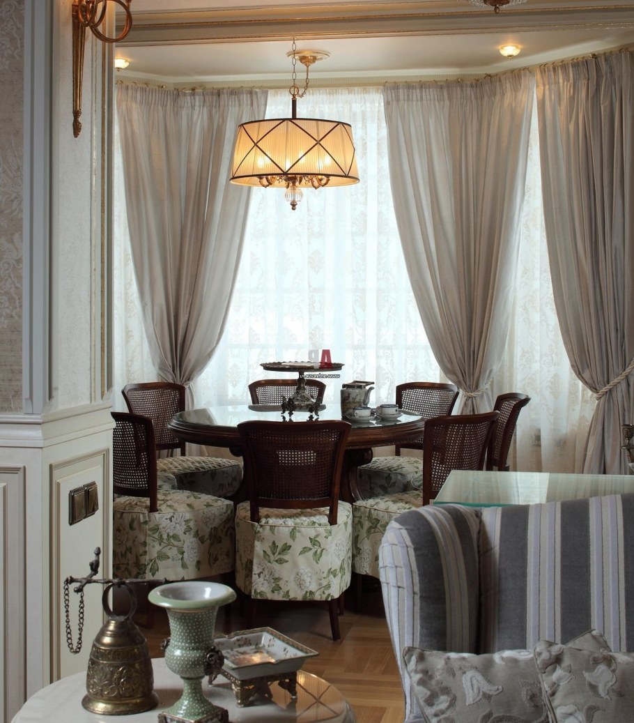 Серо голубая кухня гостиная