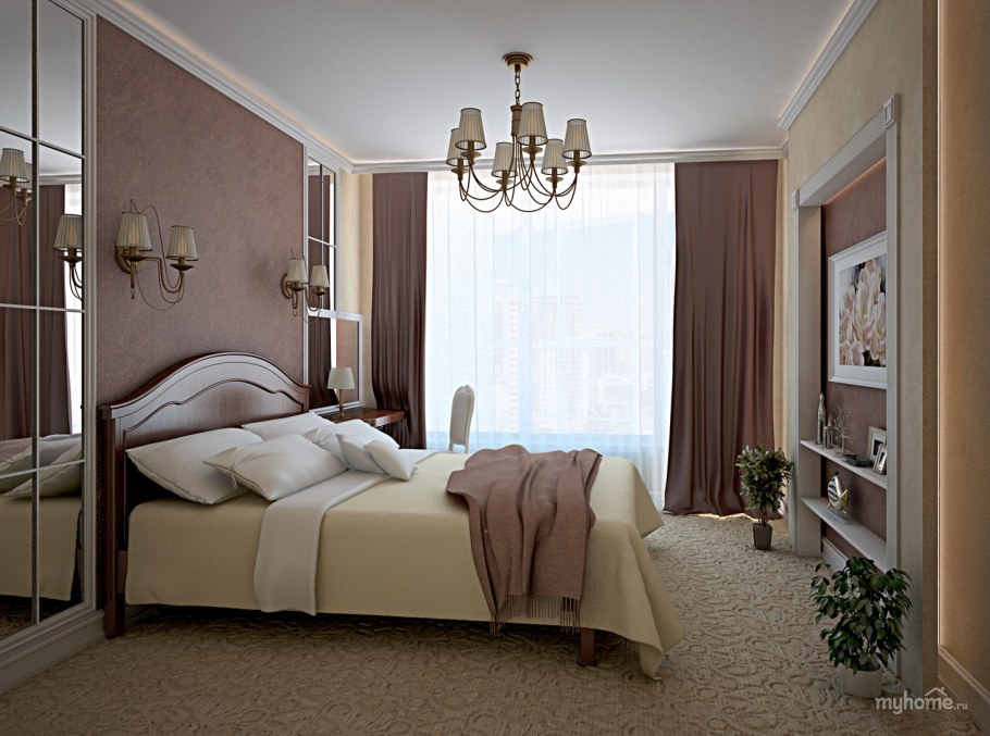 Спальня современная классика коричневая